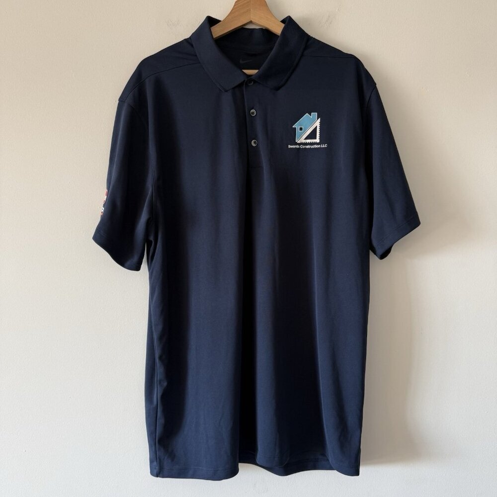 Nike Golf Dri Fit Polo Shirt Mens‎ XL Blue Performance Lightweight HEAT PATCHES